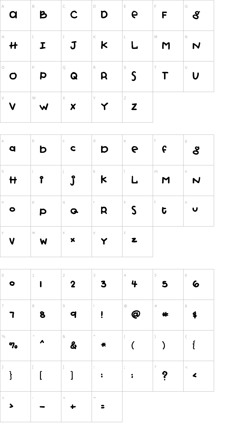Character Map FB Punkypie Font