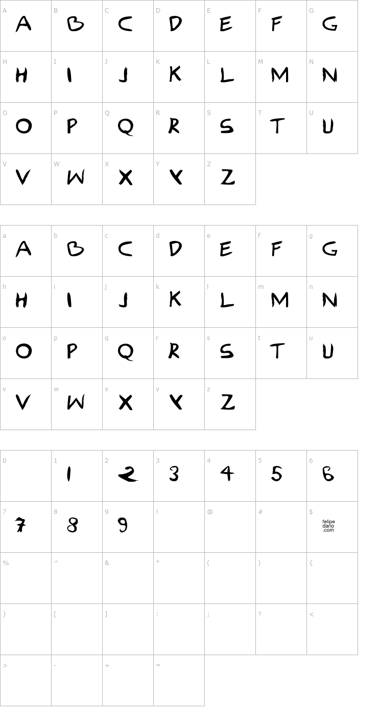 Character Map FD Ilhoscript Font