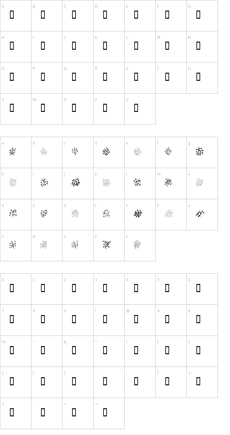 Character Map FE Confetti Font