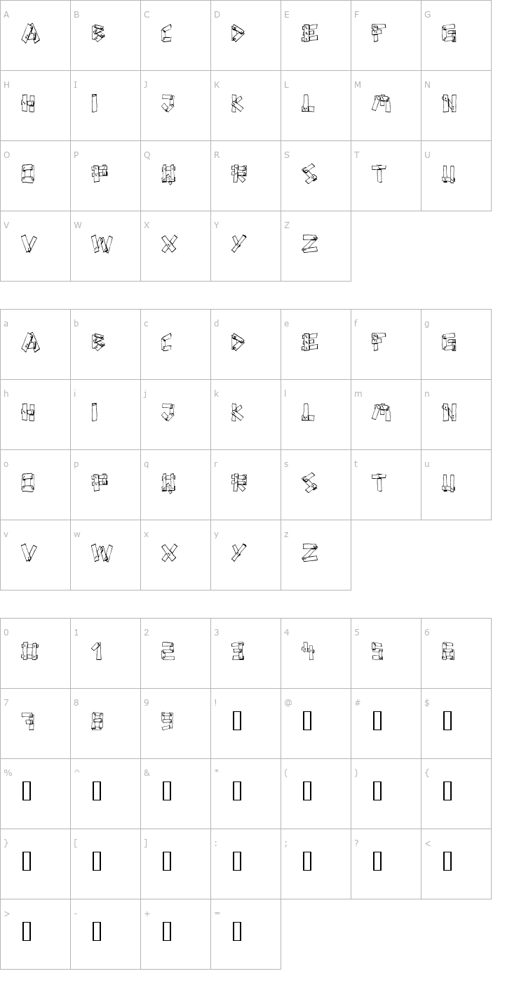Character Map FE Planks Font