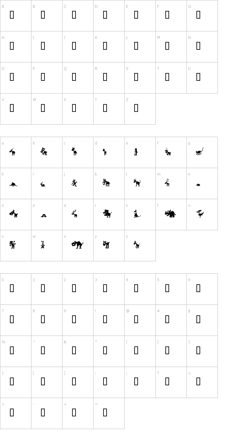 Character Map FE Win Pets 1 Font