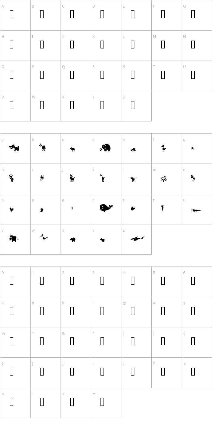 Character Map FE Win Pets 2 Font