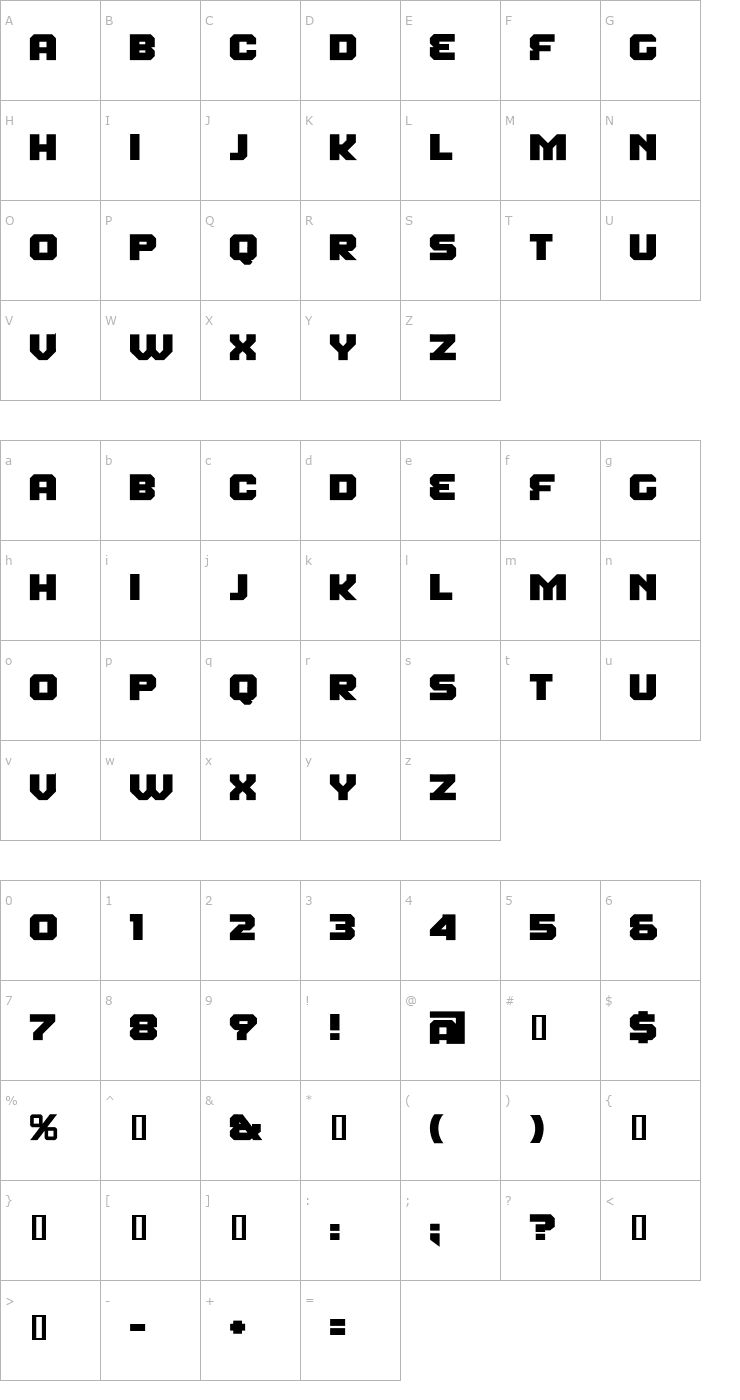 Character Map Fear Factor Black Font