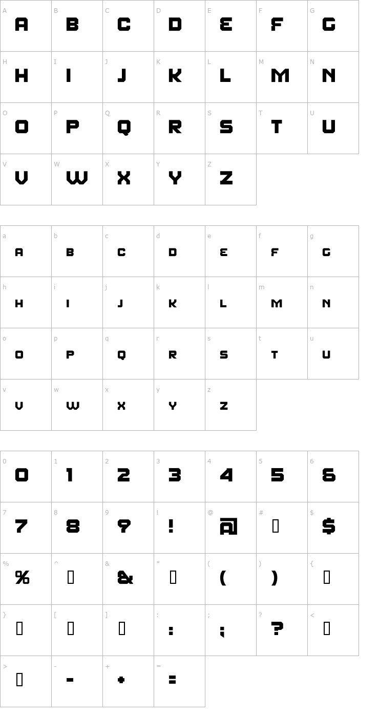 Character Map Fear Factor 'SmallCaps' Font