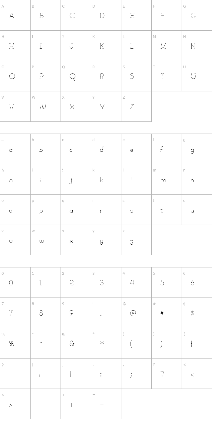 Character Map Febdrei Font