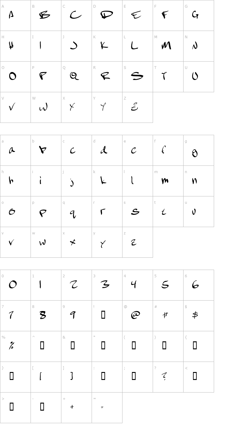 Character Map February Font