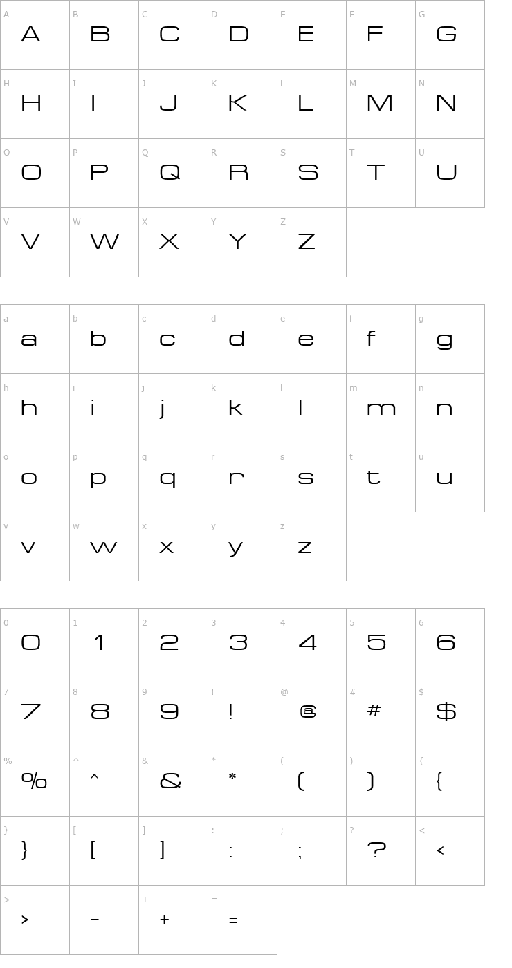 Character Map Federation 1 Font