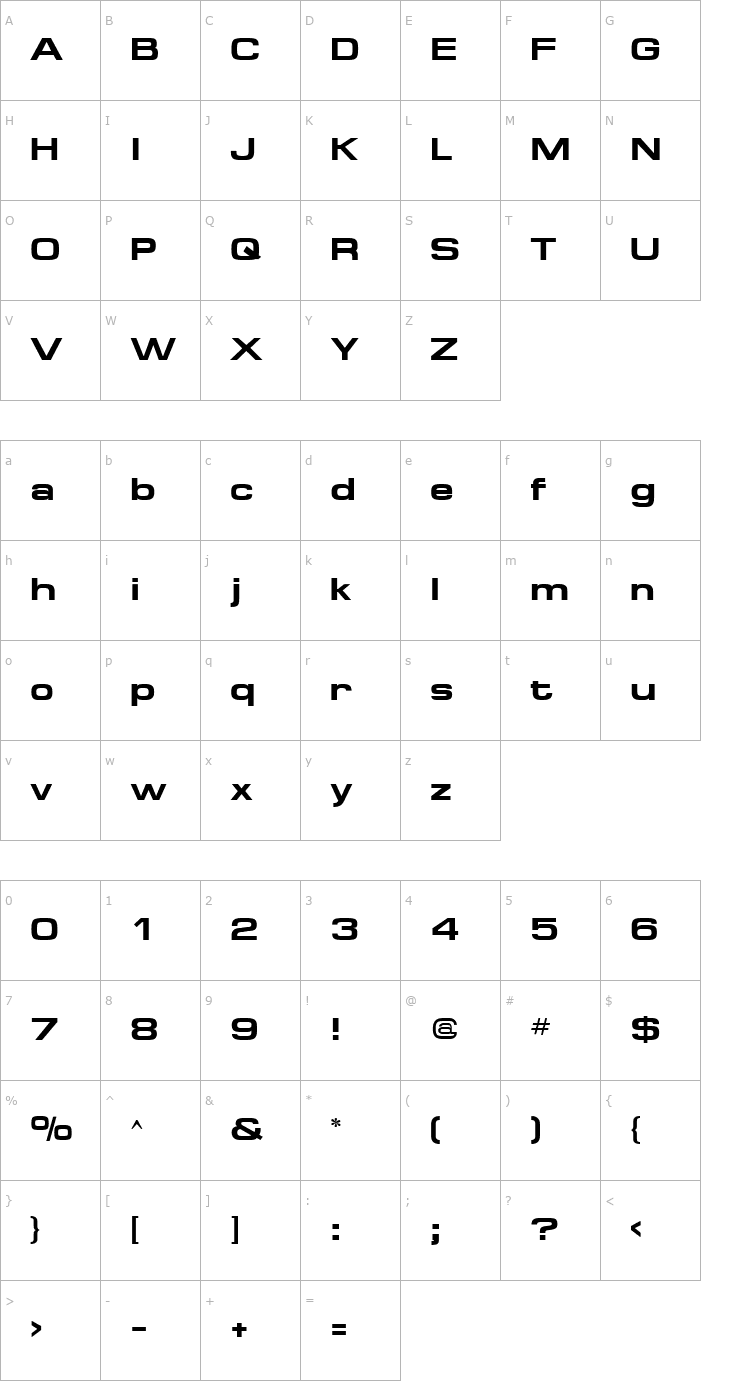 Character Map FederationBold Font