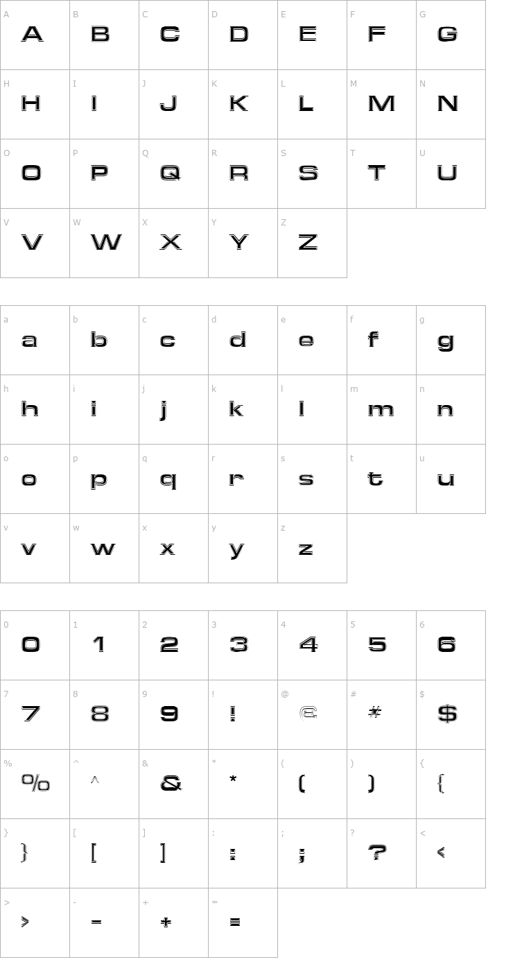 Character Map FederationStarfleetSquare Font