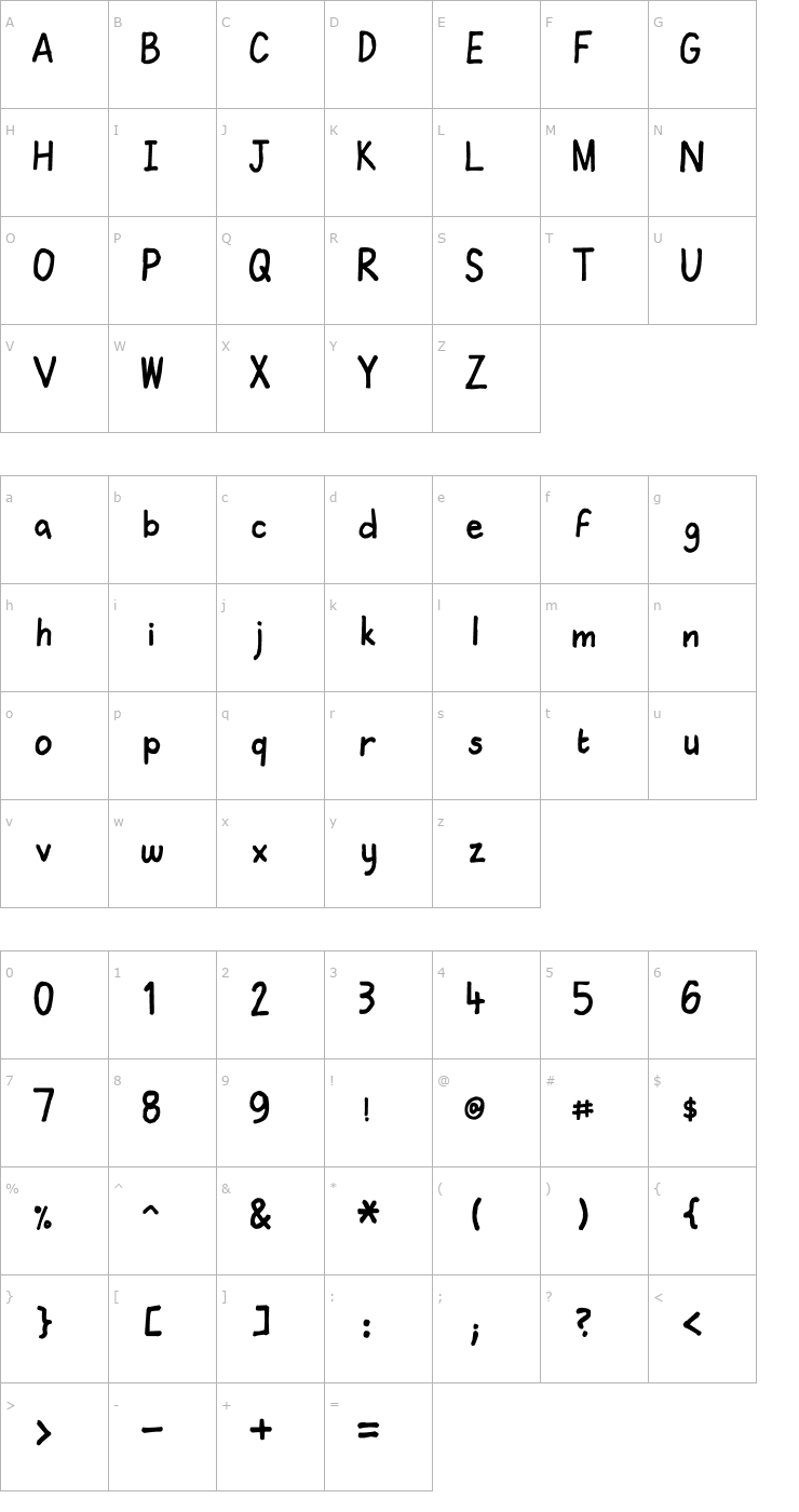 Character Map Felt Pen Font