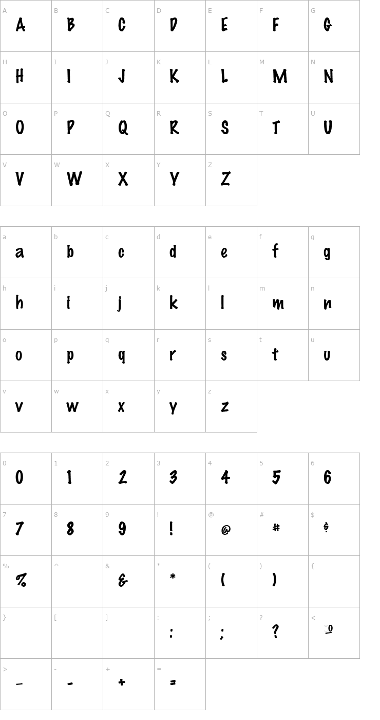 Character Map Felt Regular Font