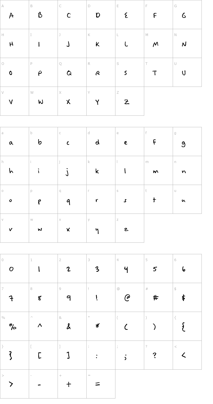 Character Map Felt Tip Woman Font