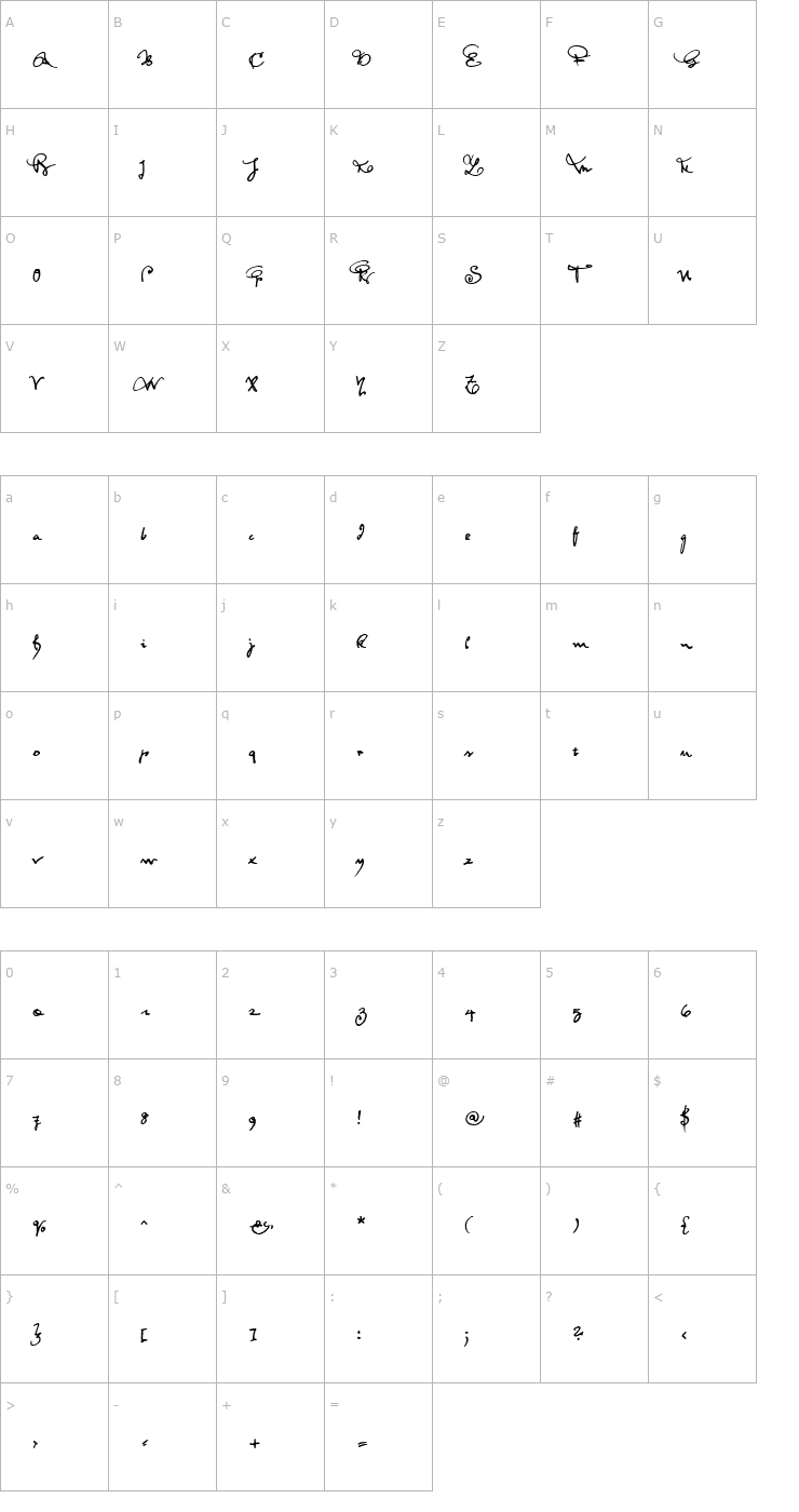 Character Map Feltrinelli Font