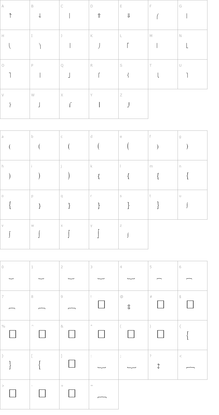 Character Map Fences Plain Font