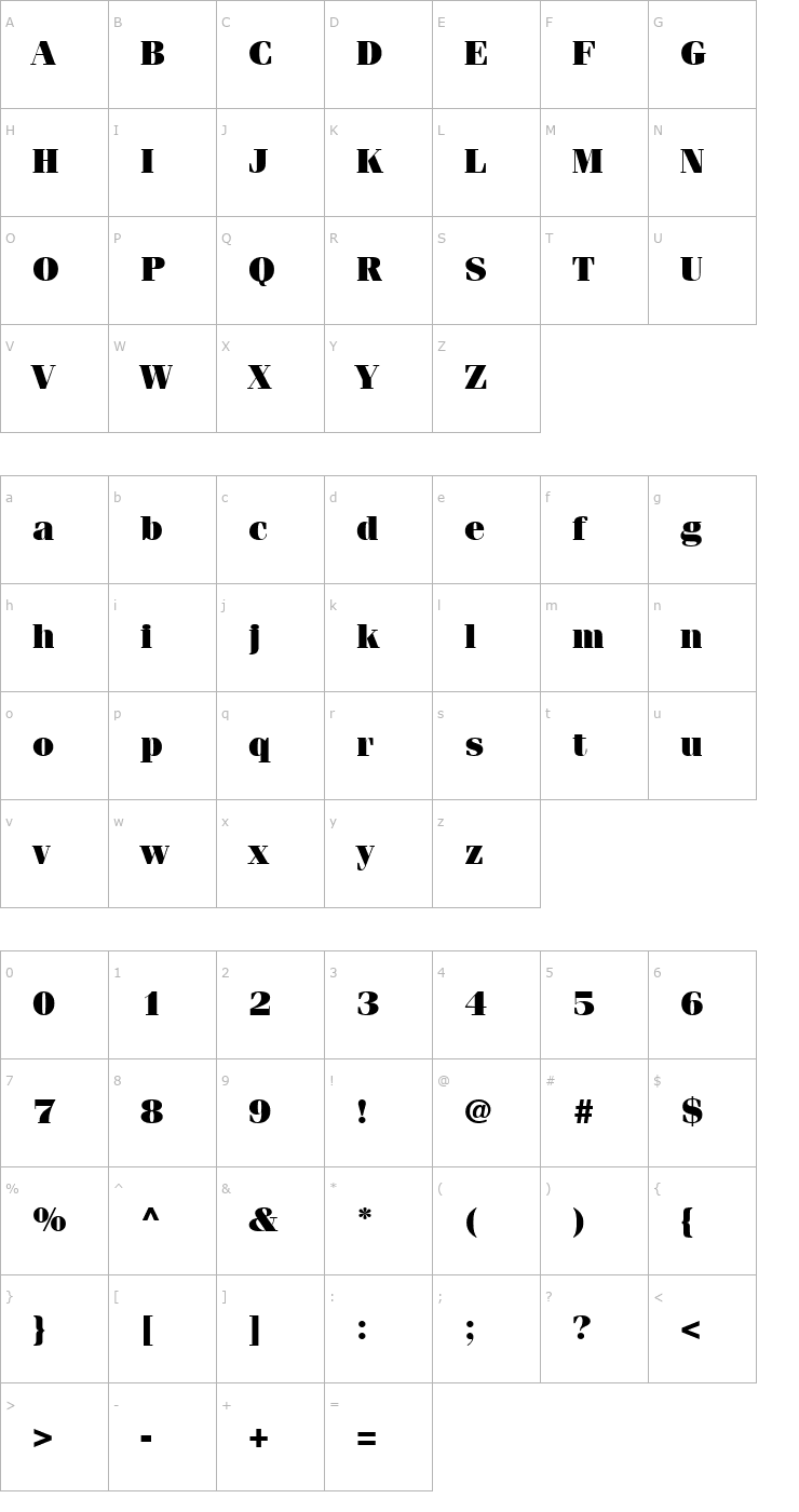 Character Map Fenice Ultra Font