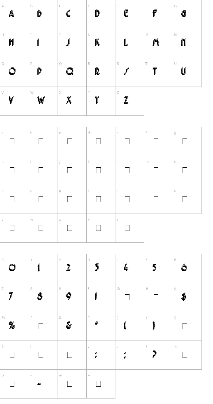 Character Map Ferio Display Caps Font