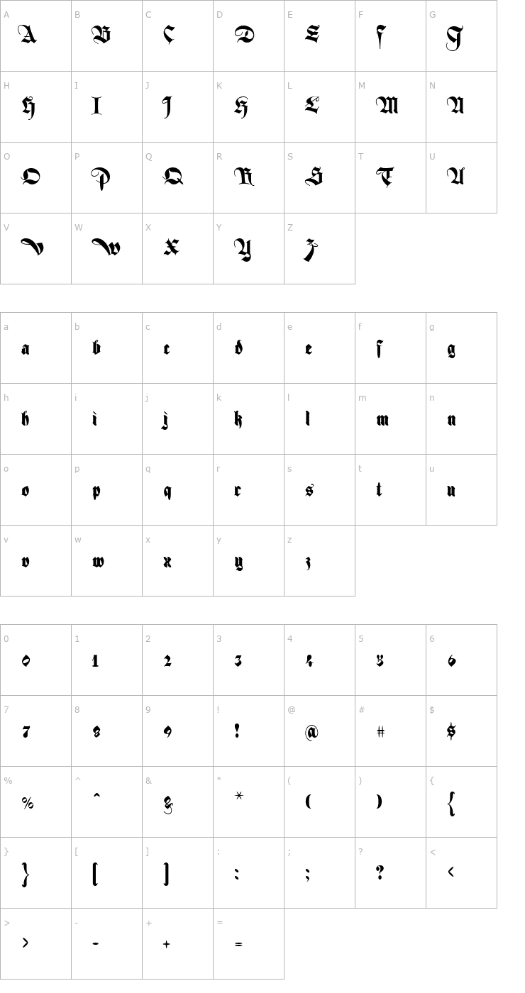 Character Map Ferox Font