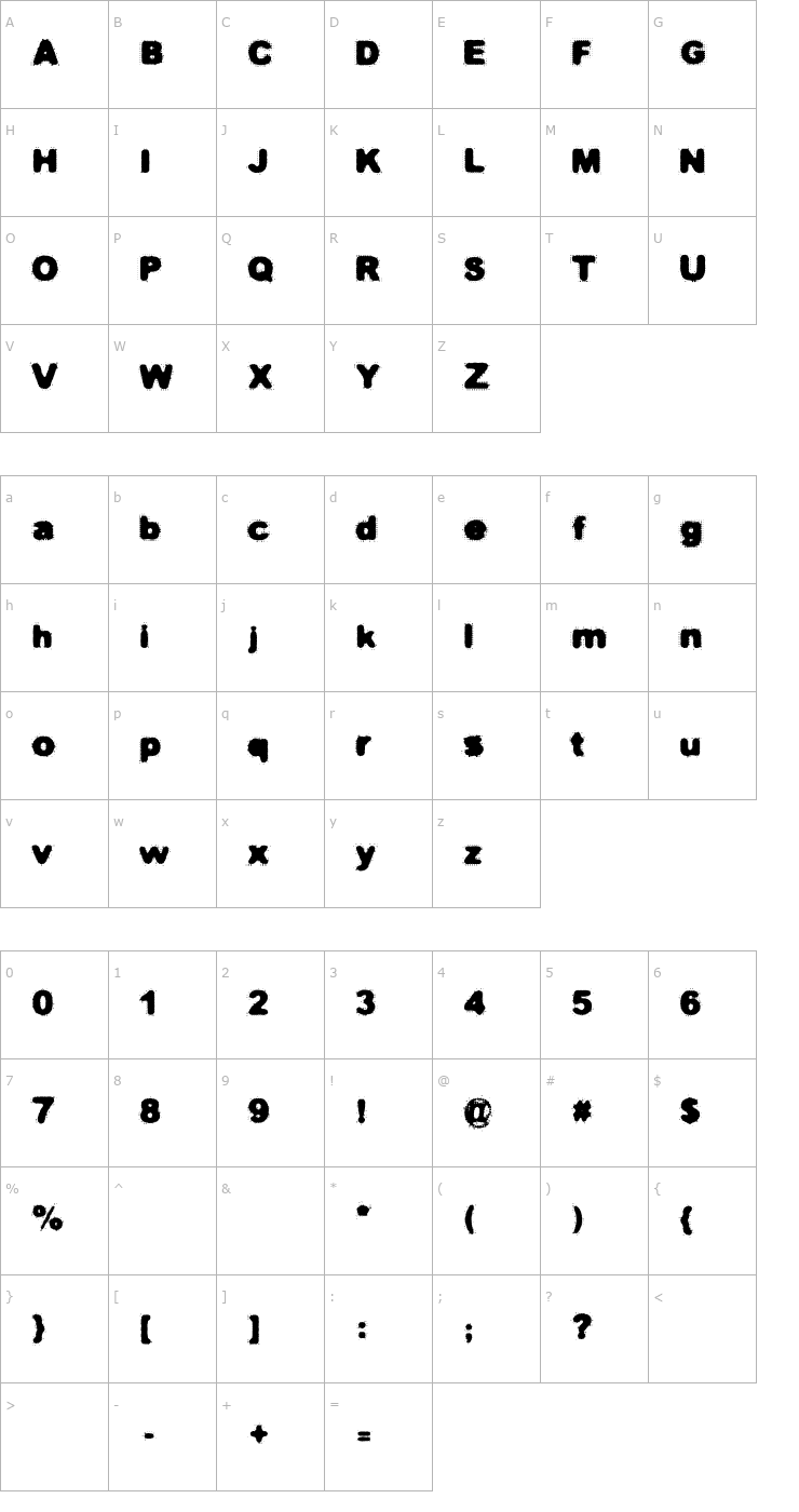 Character Map Ferrugem Font