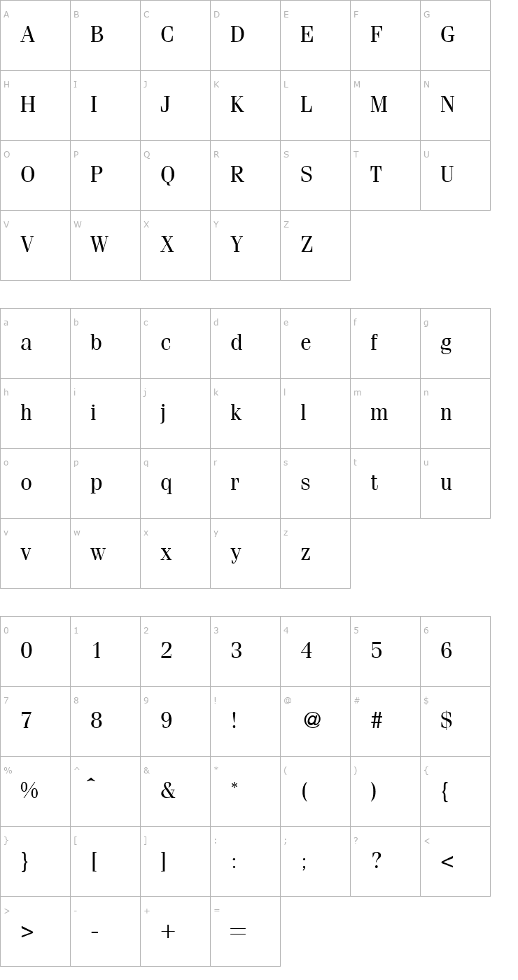 Character Map Fervent-Regular Font