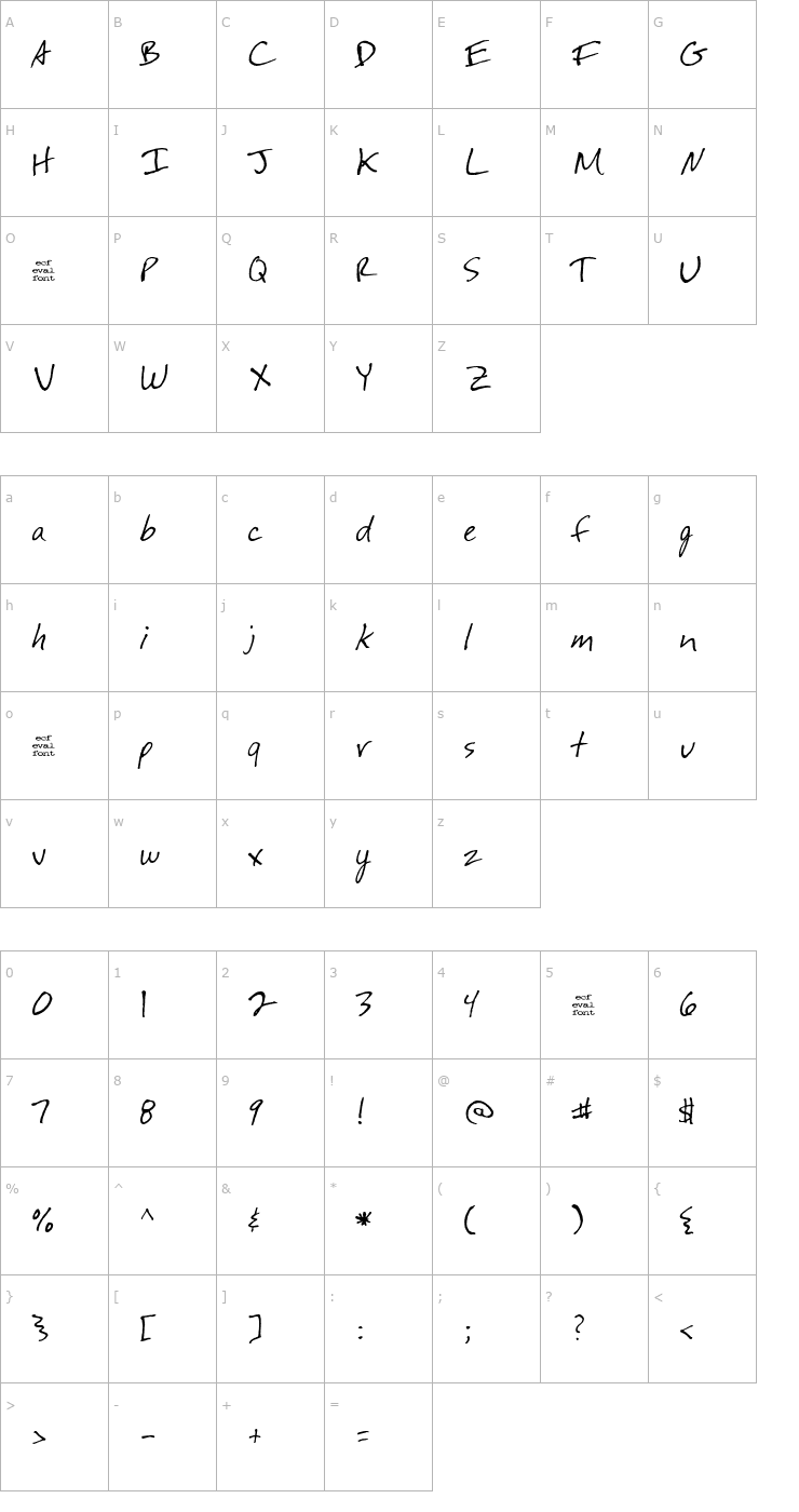 Character Map festus! (eval) Font