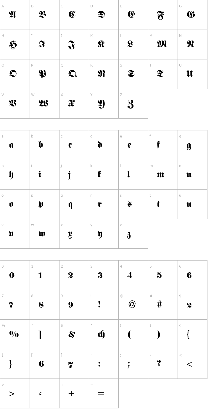 Character Map Feta Normal Font