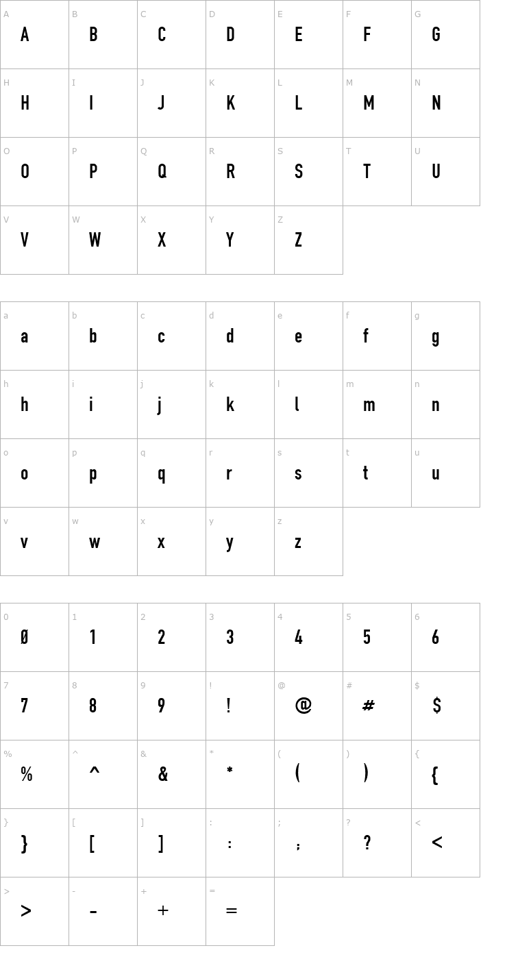 Character Map Fette Engschrift Font