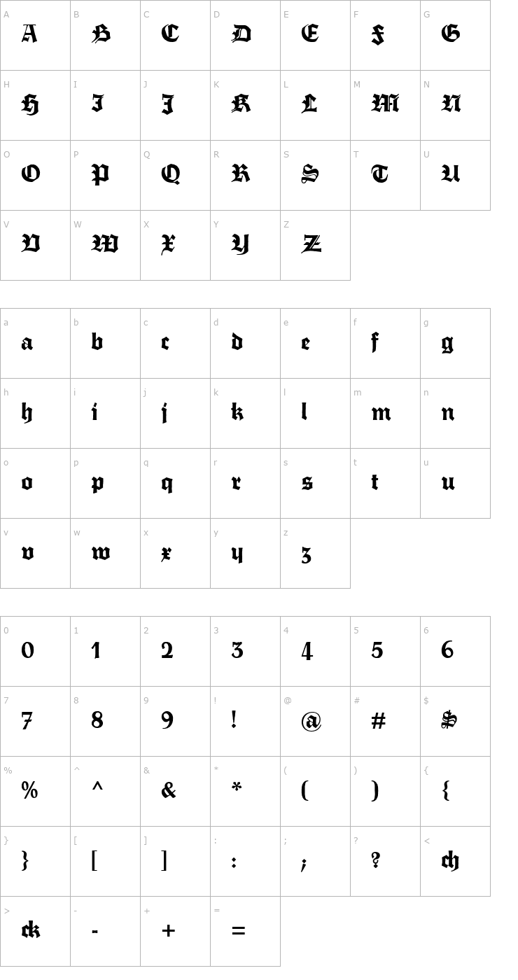 Character Map Fette Trump Deutsch Font
