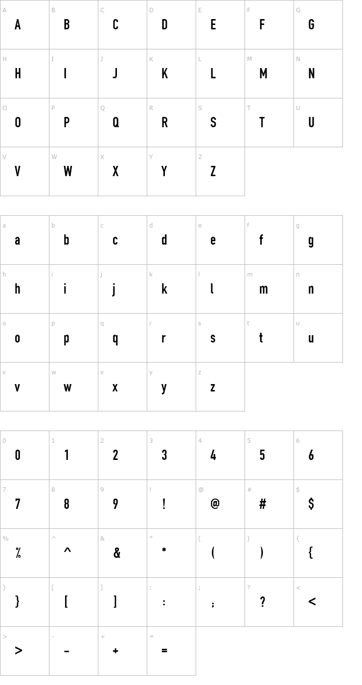 Character Map Fette_Becker_Engschrift Font