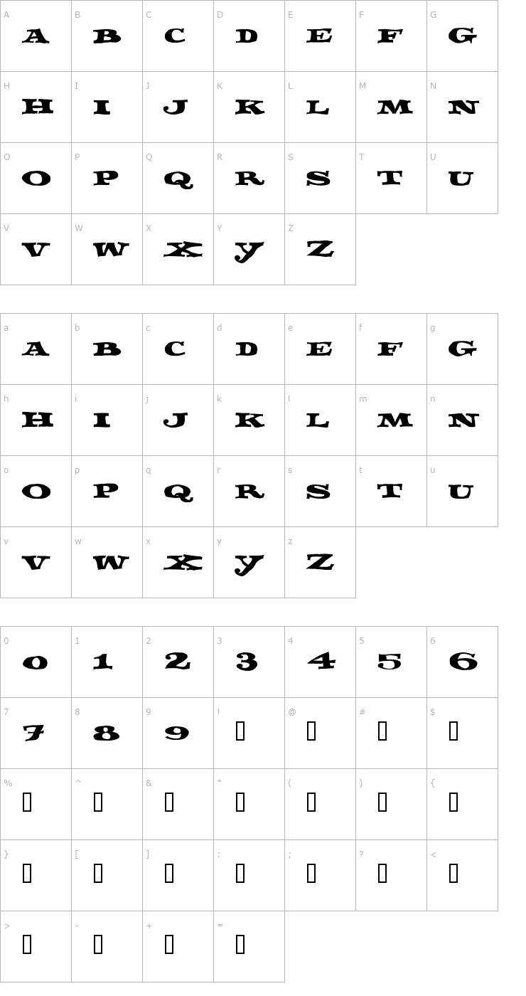 Character Map Fettecke Font