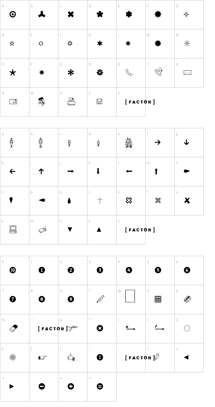 Character Map FFDingbests Font
