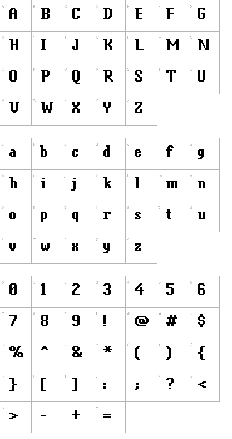 Character Map FFF Antigua Bold Font