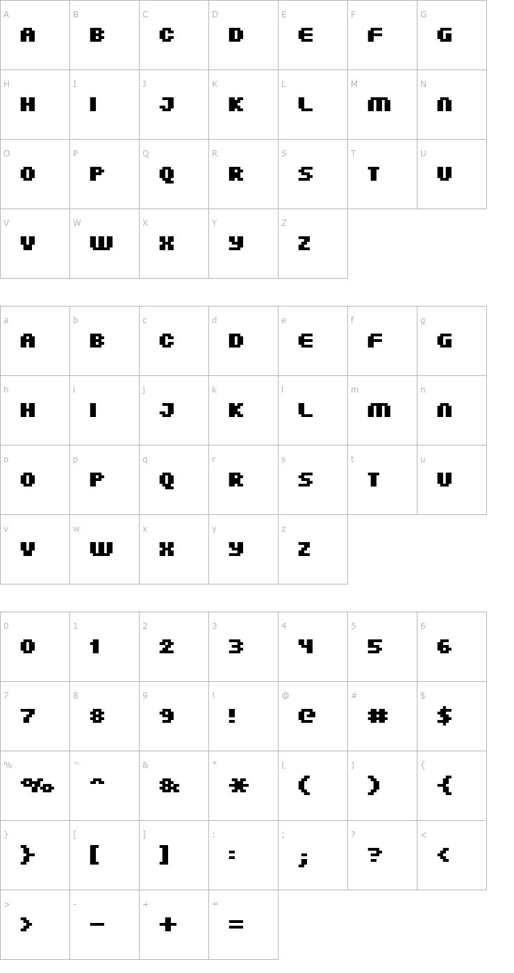Character Map FFF Atlantis Bold Condensed Font