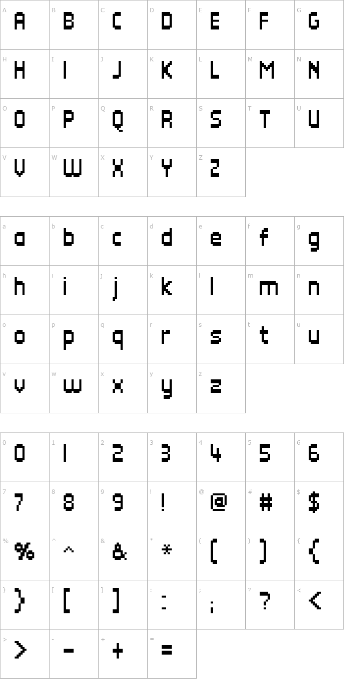 Character Map FFF Direct Condensed Font