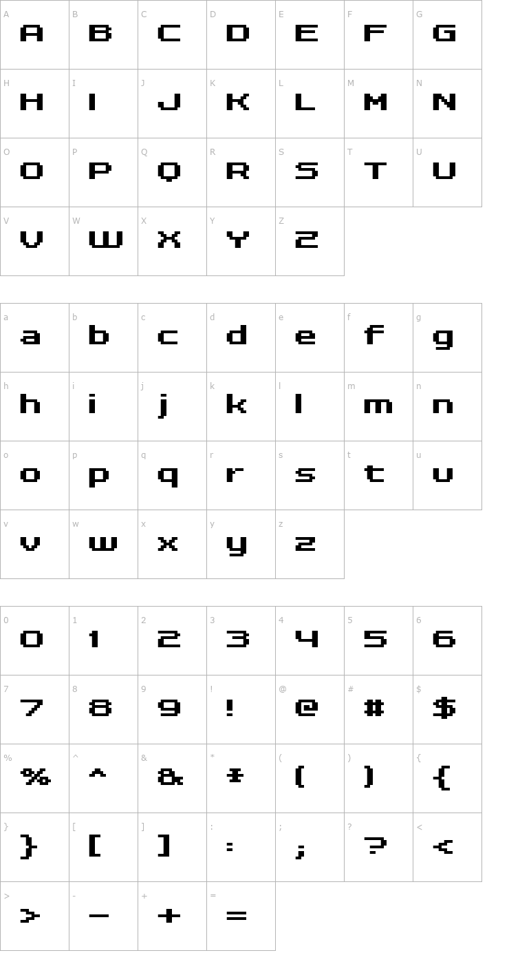 Character Map FFF Dreamer Bold Extended Font