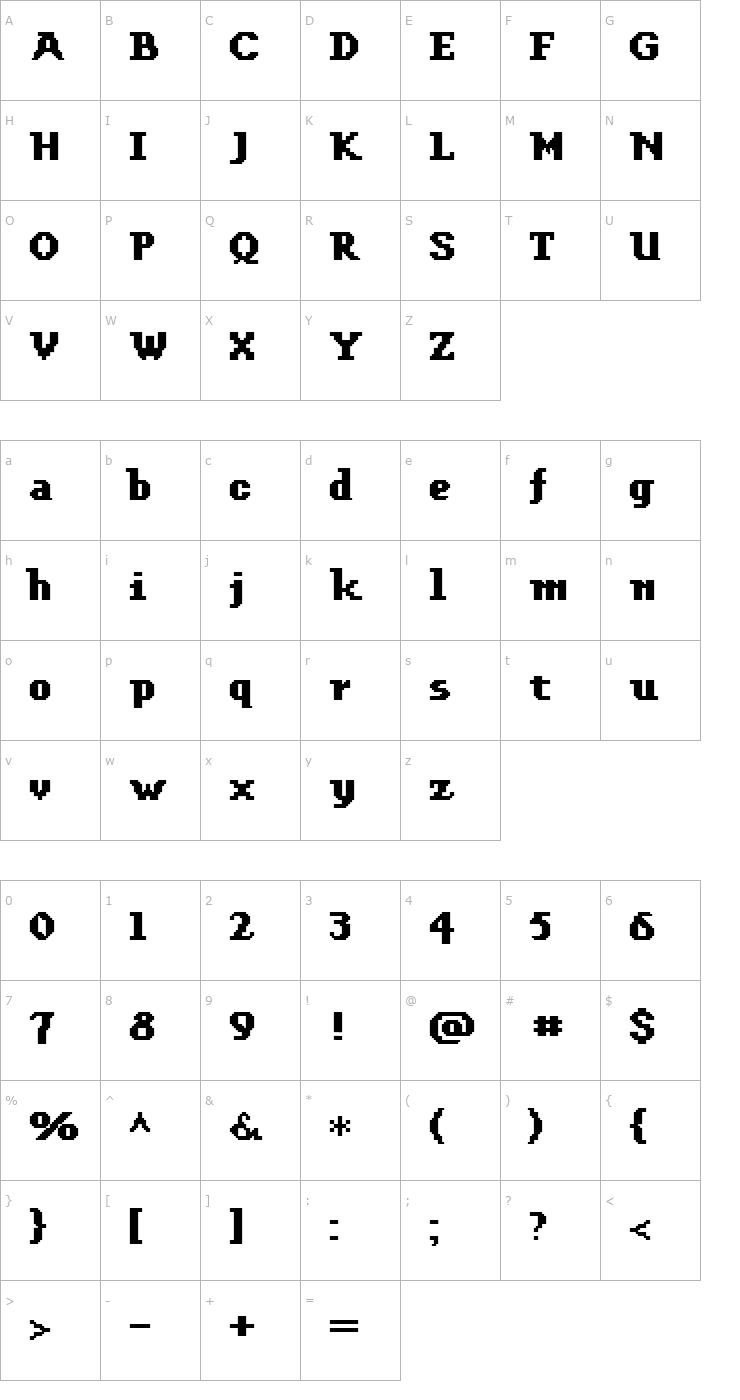 Character Map FFF Enterprise Bold Extended Font