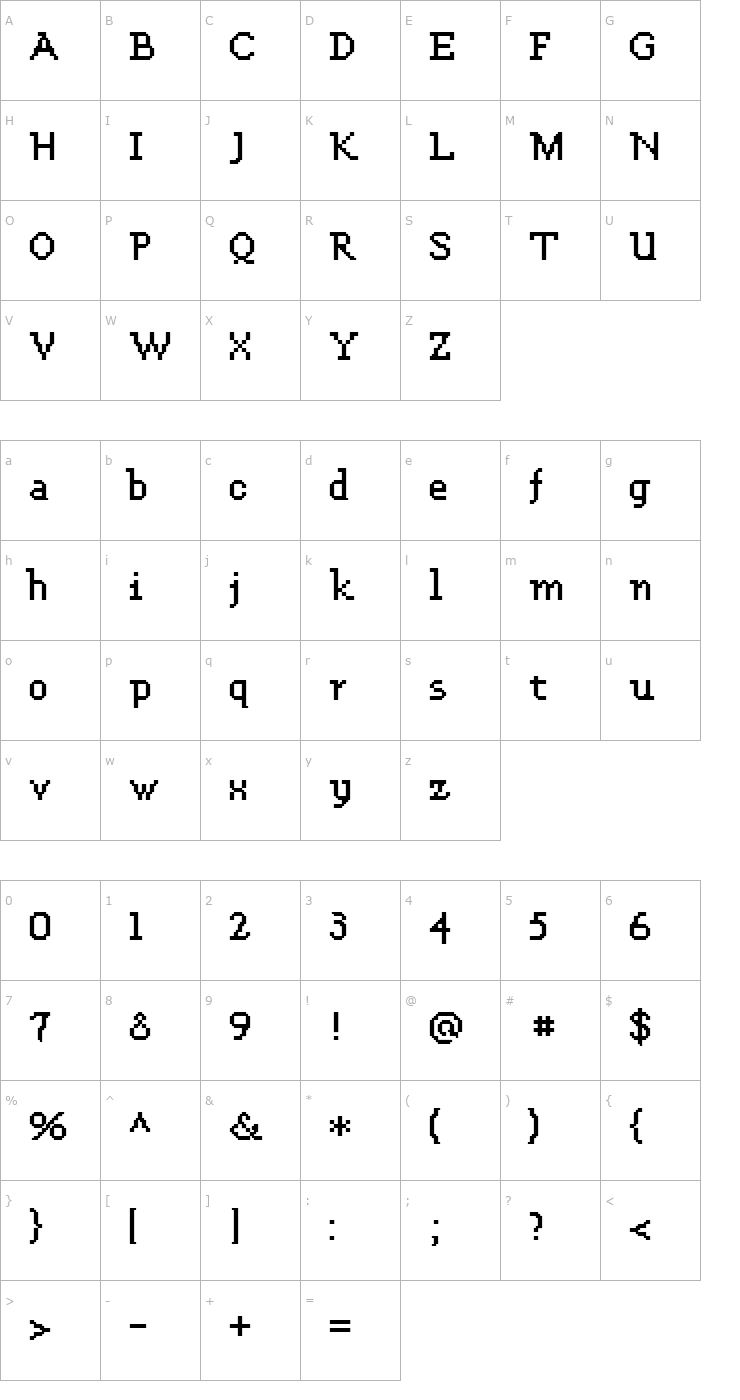 Character Map FFF Enterprise Font