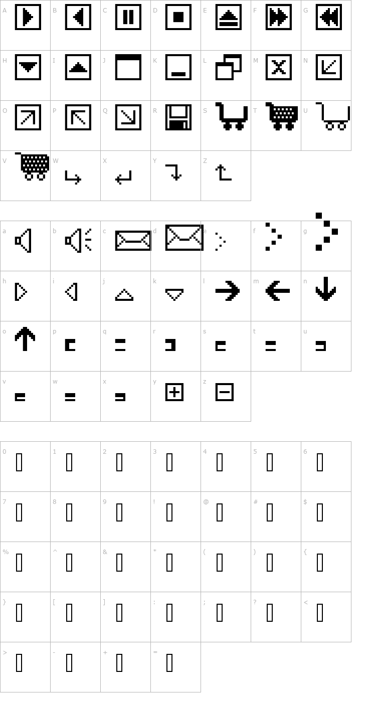 Character Map FFF Extras 2 Font