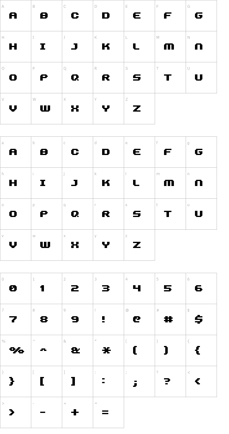 Character Map FFF Fuego Bold Extended Font
