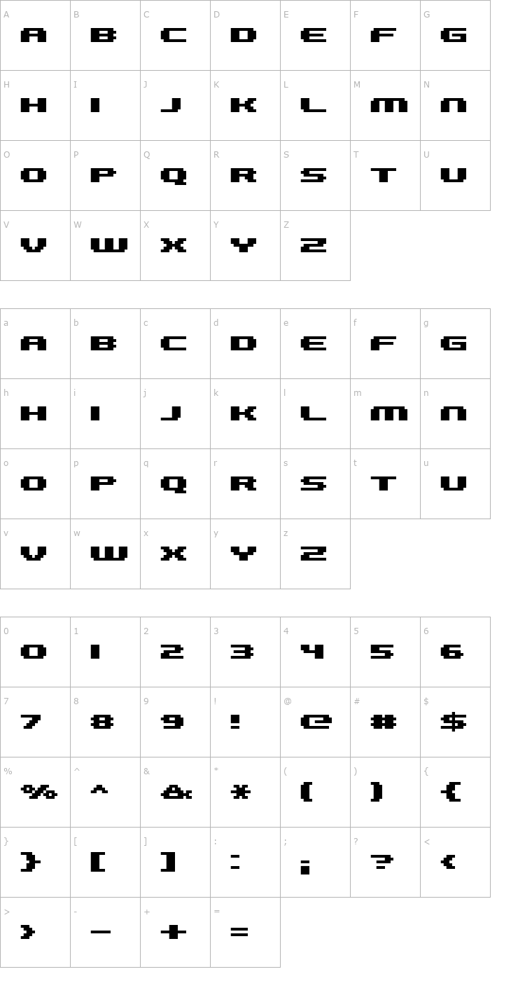 Character Map FFF Galaxy Extra Bold Extended Font
