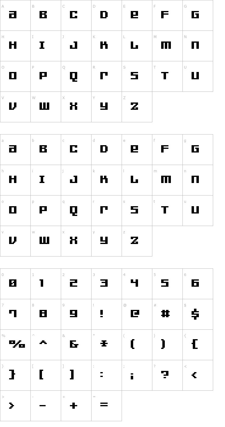 Character Map FFF Games Bold Extended Font