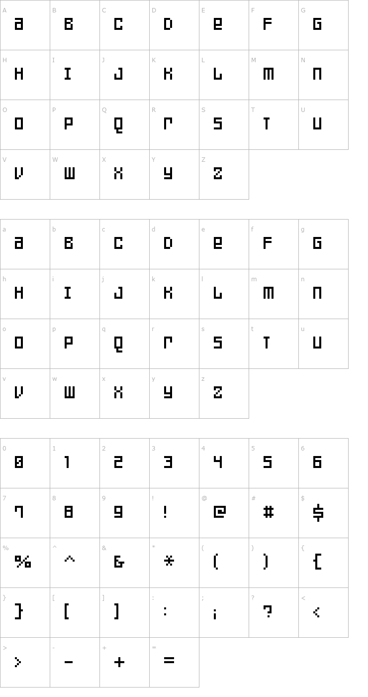 Character Map FFF Games Thin Font