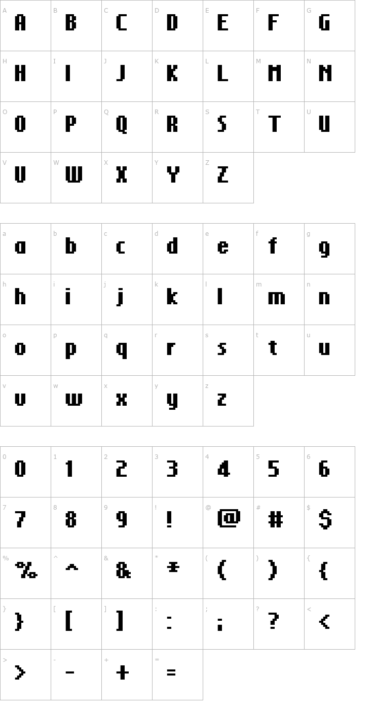 Character Map FFF Glorious Bold Font