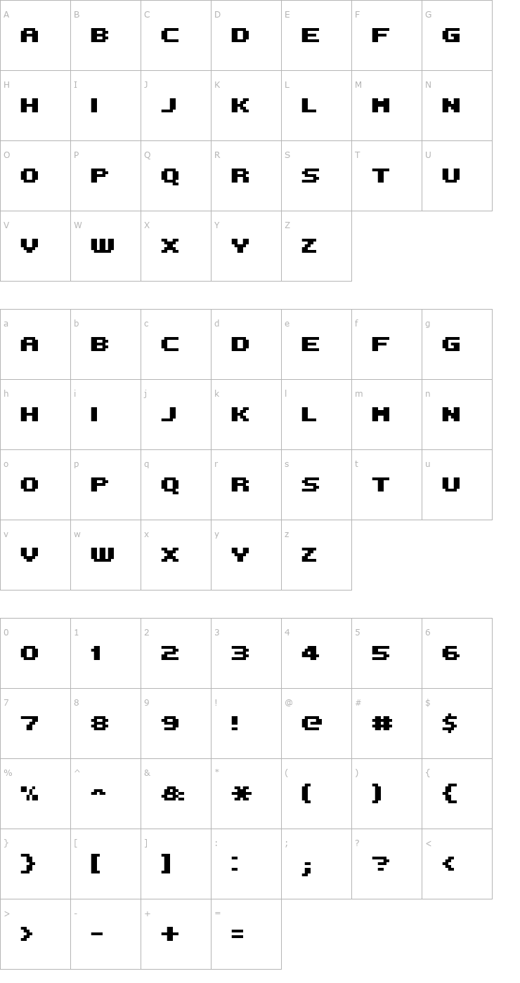 Character Map FFF Intelligent Condensed Font