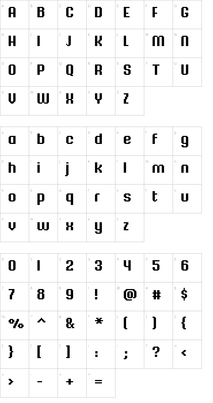 Character Map FFF Majestica Bold Extended Font