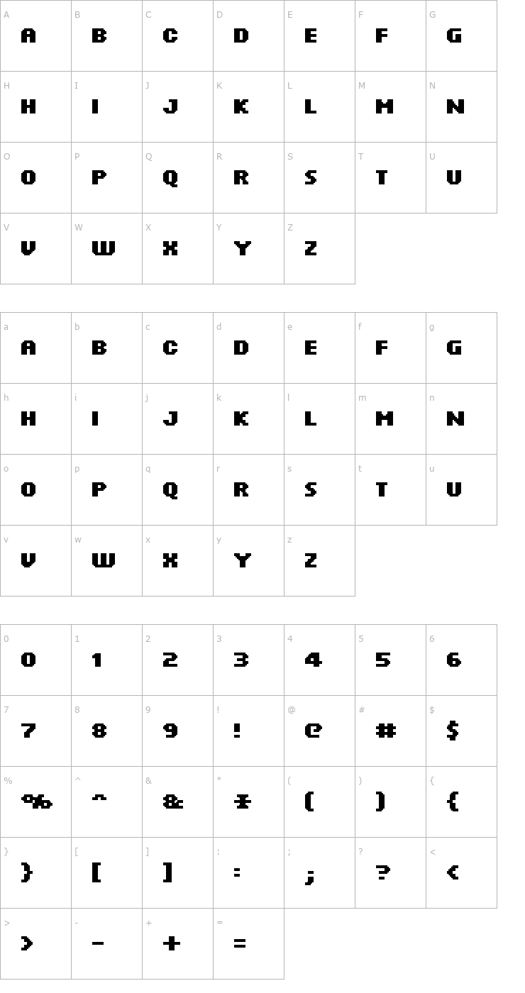 Character Map FFF Minute Bold Font