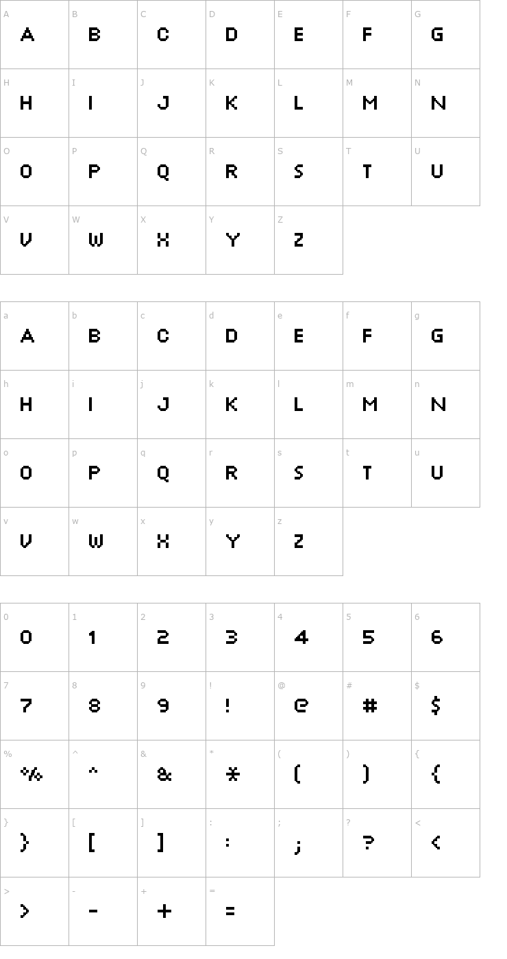 Character Map FFF Minute Font