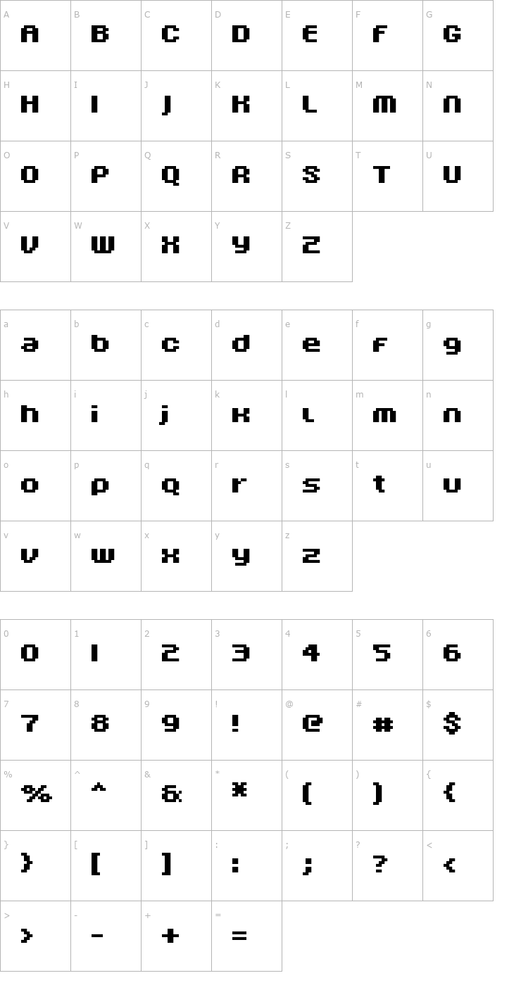 Character Map FFF Nadador Bold Condensed Font