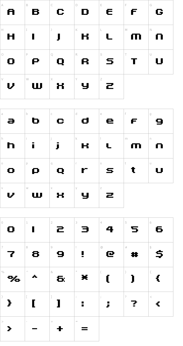 Character Map FFF Nadador Bold Font