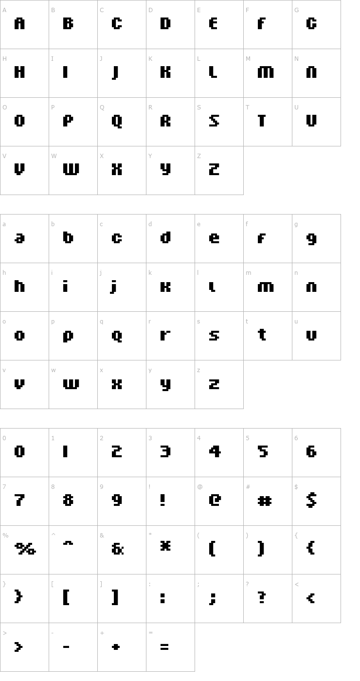 Character Map FFF Nadador Bold Tight Font