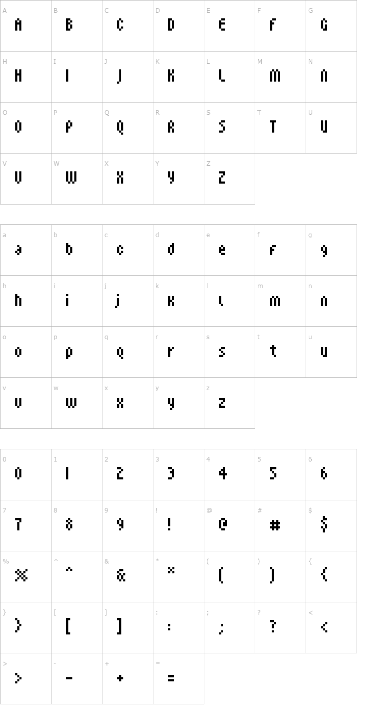 Character Map FFF Nadador Tight Font